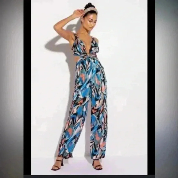 Akira Girl Please wide Leg Multicolor Abstract Detail Jumpsuit Size S - Picture 1 of 7